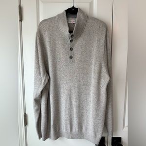Tommy Bahama Mens Soft Sands Cashmere Button Mock-Neck Sweater in Gray (Sz XXL)